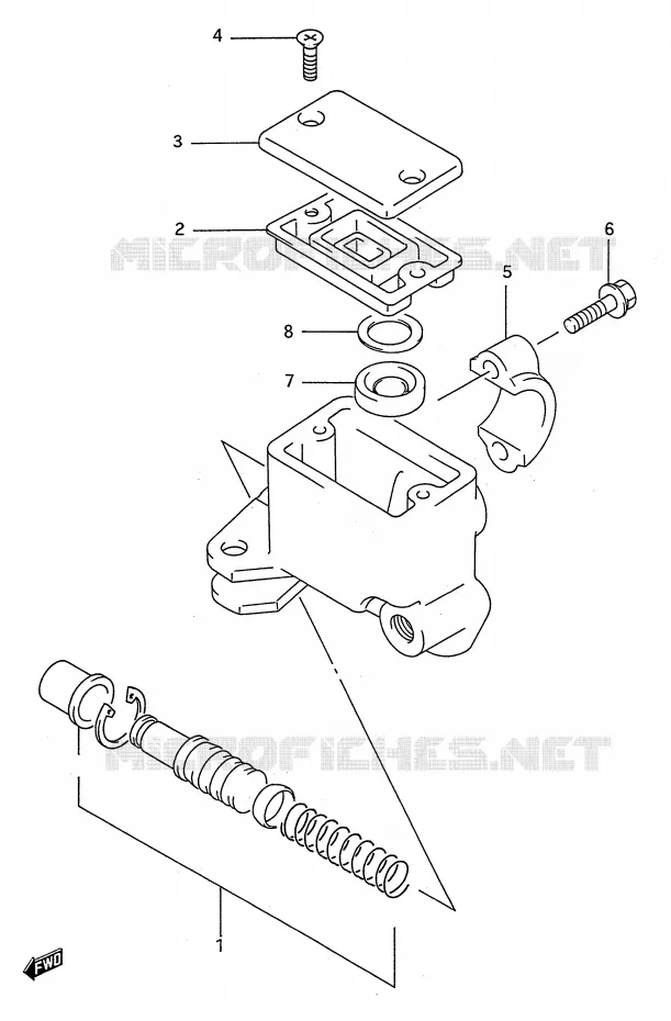 FRONT HOOFDREMCILINDER (MODELE R/S) Suzuki QUAD 250 KINGQUAD 1994  LT-F4WDR(E28)