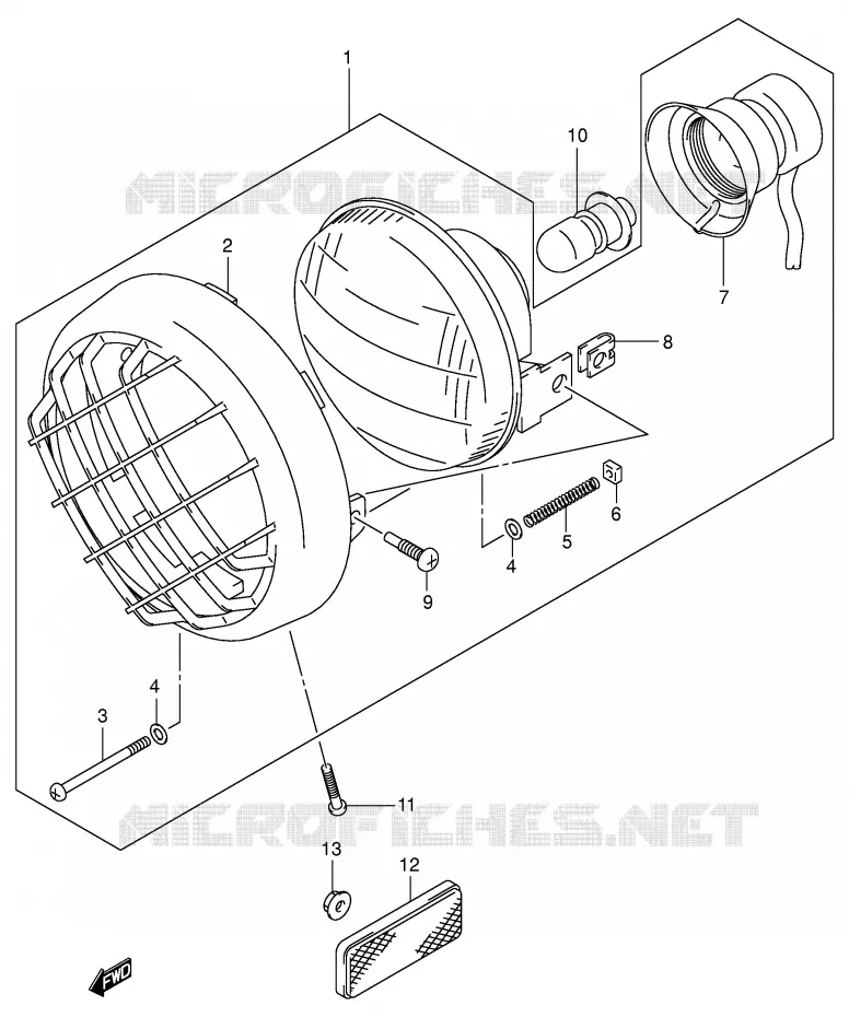 KOPLAMP (MODELE Y/K1/K2) Suzuki QUAD 500 QUADMASTER 1999  LT-F500FX(E3/E28)