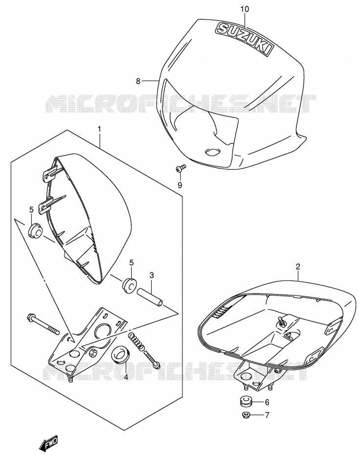 KOPLAMPBEHUIZING (MODEL K4/K5/K6) Suzuki QUAD 500 KINGQUAD 2006  LT-A500FK6(P28/P33)
