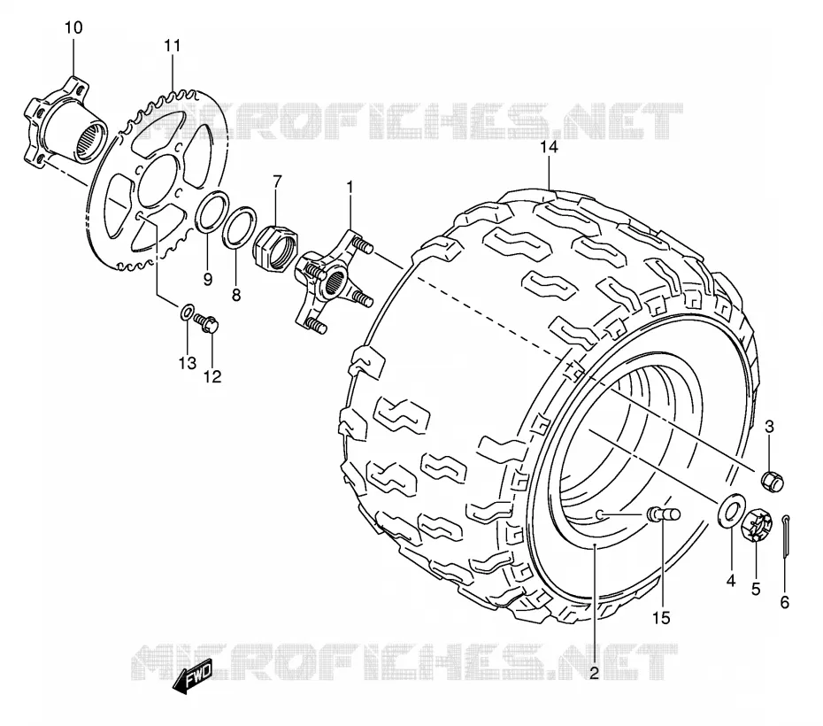 LINKERHAND ACHTERWIEL (MODEL K5/K6/K7) Suzuki QUAD 400 QUADSPORT 2005  LT-Z400K5(E19)
