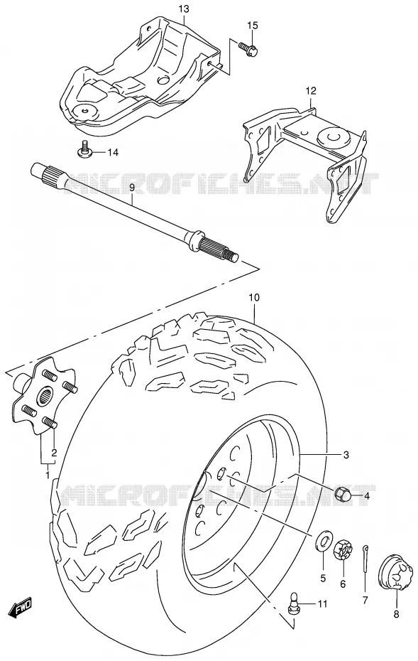 LINKERHAND ACHTERWIEL (MODELE K1/K2) Suzuki QUAD 500 QUADMASTER 2000  LT-F500FY(E3/E28)