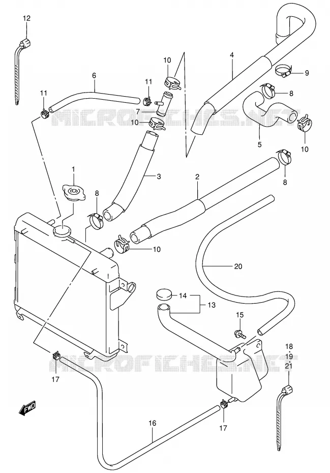 RADIATOR SLANG Suzuki QUAD 500 QUADMASTER 2001  LT-F500FK1(E3/E28)