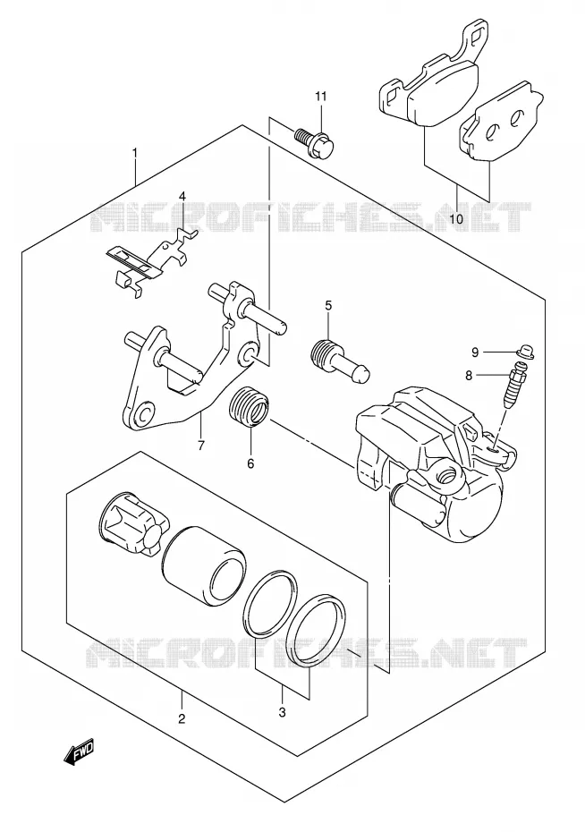 REAR CALIPER (MODEL K5/K6/K7) Suzuki QUAD 500 VINSON 2004  LT-F500FK4(P28/P33)