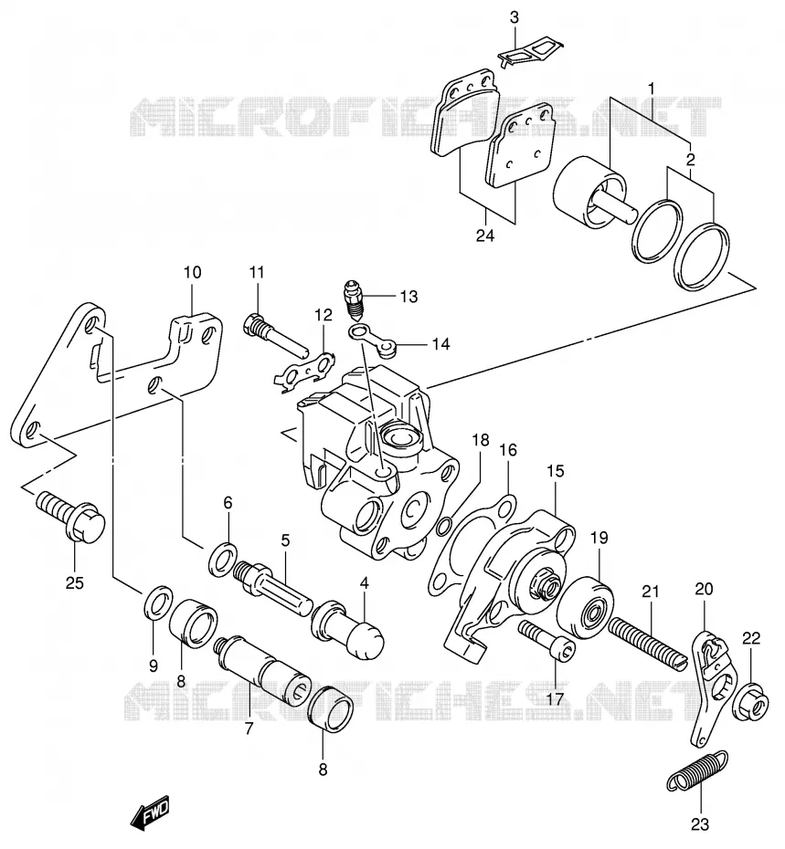 REAR CALIPER (MODELE K3) Suzuki QUAD 400 QUADSPORT 2003  LT-Z400K3(E3/E28)