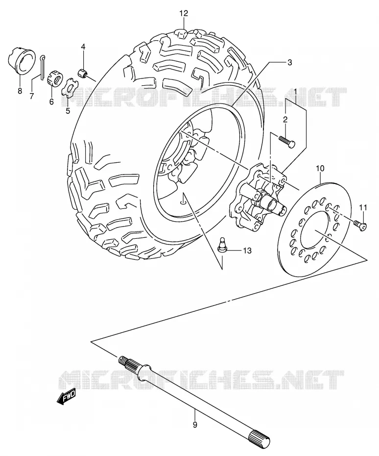 RECHTSE ACHTERWIEL (MODELE K4/K5) Suzuki QUAD 500 VINSON 2007  LT-F500FK7(P24)
