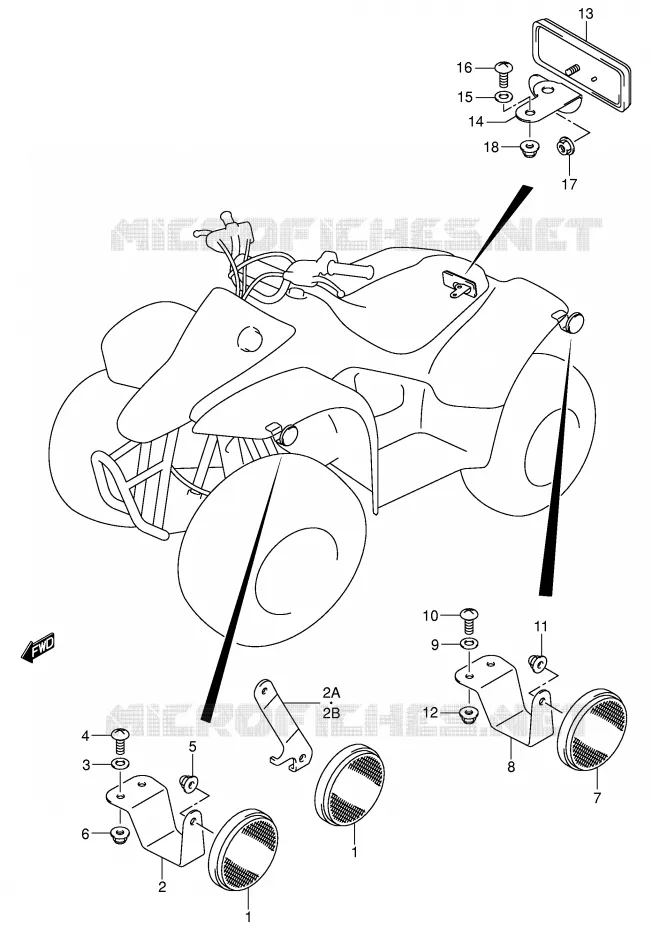 REFLECTOR (P28) Suzuki QUAD 50 MINIQUAD-SPORT 2003  LT-A50K3(P3/P28)