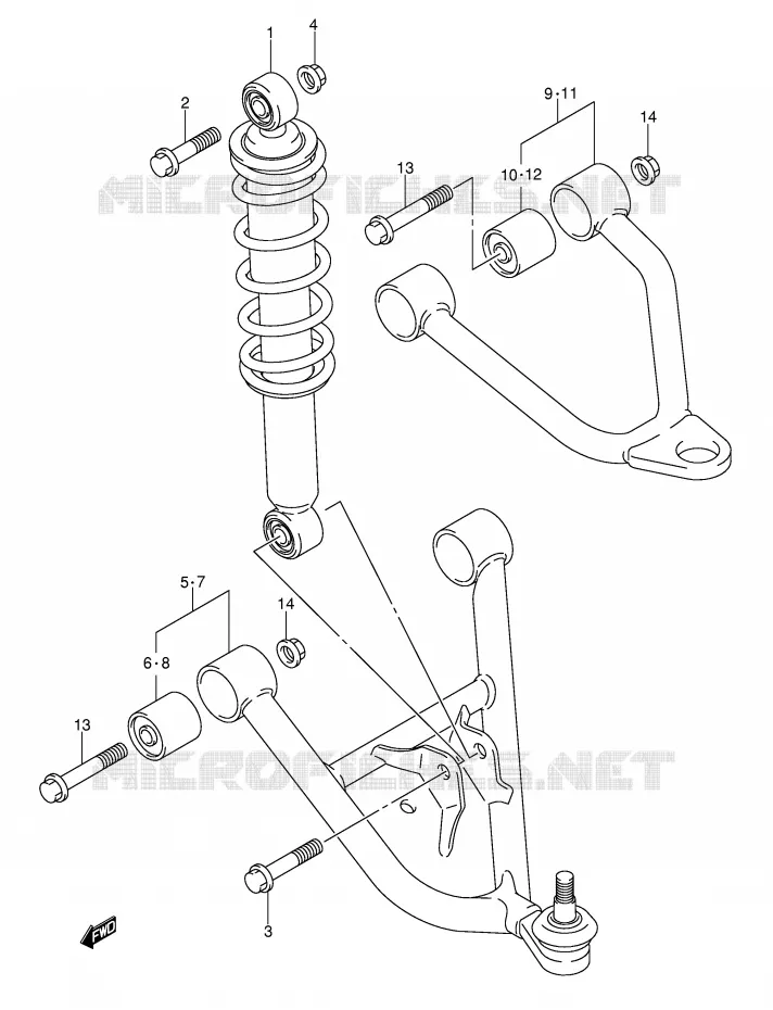 SCHOKDEMPER - VORKBEEN (MODELE K2/K3/K4) Suzuki QUAD 250 OZARK 2004  LT-F250K4(E17)