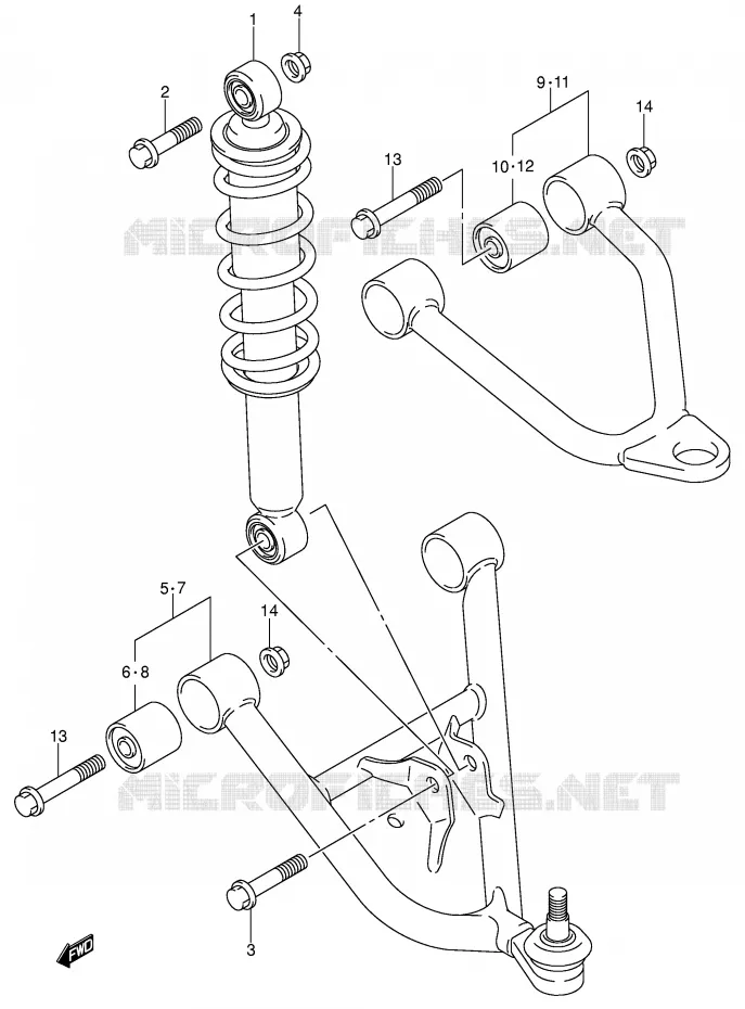 SCHOKDEMPER - VORKBEEN (MODELE K2/K3/K4) Suzuki QUAD 250 OZARK 2004  LT-F250K4(E3/E28)