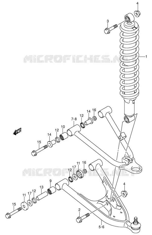 SCHOKDEMPER - VORKBEEN (MODELE K3/K4) Suzuki QUAD 400 QUADSPORT 2007  LT-Z400K7(E3/E28)