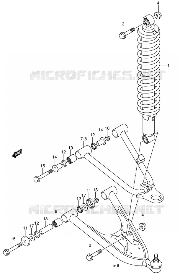 SCHOKDEMPER - VORKBEEN (MODELE K4) Suzuki QUAD 400 QUADSPORT 2004  LT-Z400K4(E19)