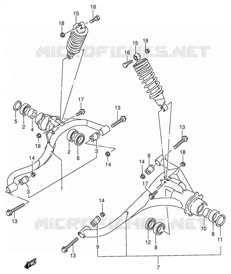 SCHOKDEMPER - VORKBEEN Suzuki QUAD 250 OZARK 2000  LT-F250FY(E24)
