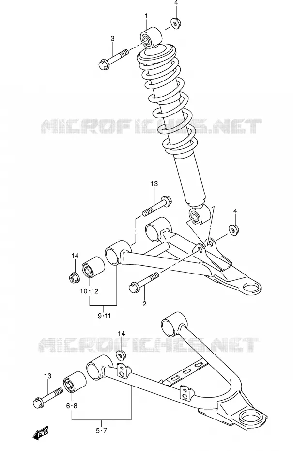 SCHOKDEMPER - VORKBEEN Suzuki QUAD 500 VINSON 2007  LT-F500FK7(P28/P33)