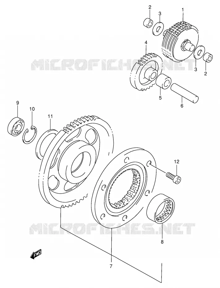 STARTMOTOR CLUTCH (MODELE W/X) Suzuki QUAD 500 QUADMASTER 2000  LT-F500FY(E3/E28)