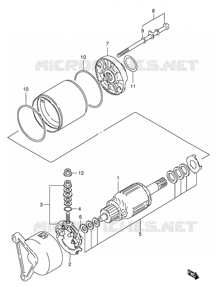 STARTMOTOR (MODELE V/W/X) Suzuki QUAD 160 OZARK 2002  LT-F160K2(P24)