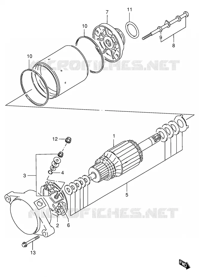 STARTMOTOR (MODELE X) Suzuki QUAD 250 OZARK 2001  LT-F250K1(E24)