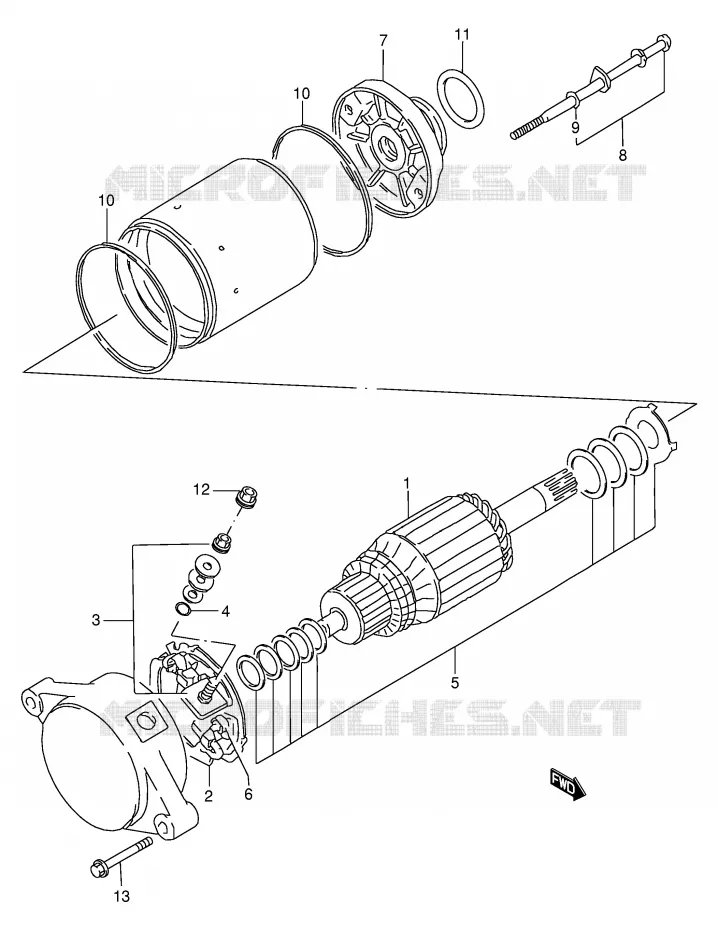 STARTMOTOR (MODELE X) Suzuki QUAD 250 OZARK 2002  LT-F250FK2(E24)