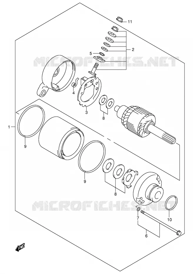 STARTMOTOR (MODELE Y/K1/K2) Suzuki QUAD 160 OZARK 2000  LT-F160Y(P24)