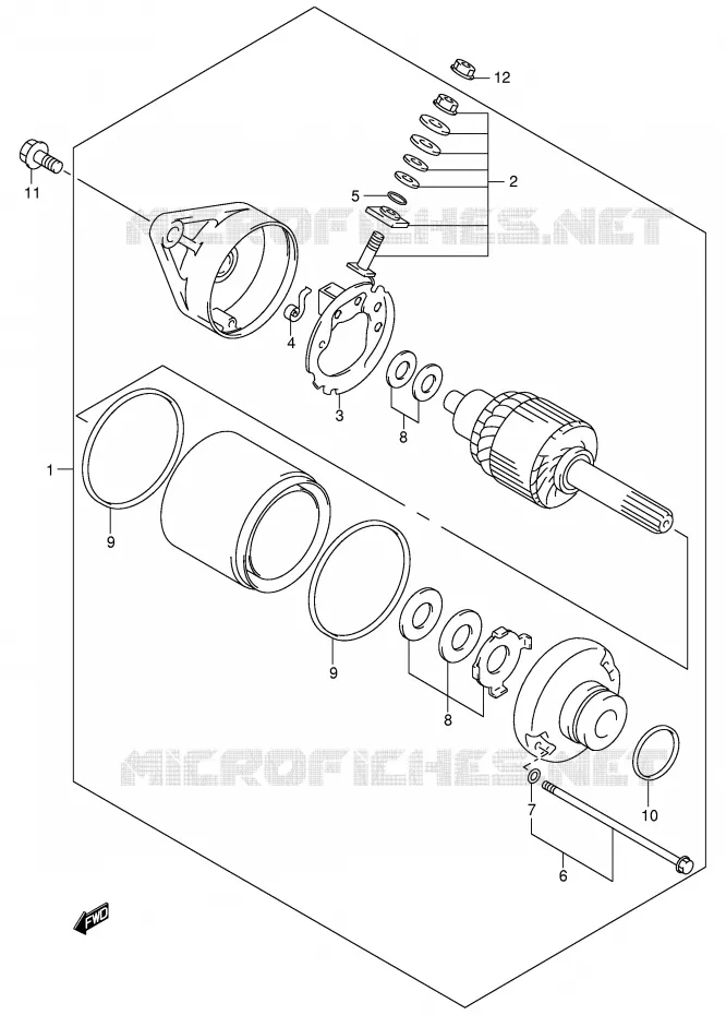 STARTMOTOR (MODELE Y/K1/K2) Suzuki QUAD 250 OZARK 1999  LT-F250FX(E24)