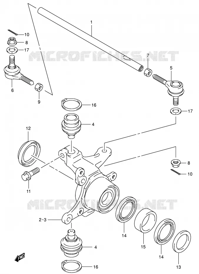 STUURINRICHTINGS - HUB (MODEL K5/K6/K7) Suzuki QUAD 400 EIGER 2005  LT-F400FK5(P24)