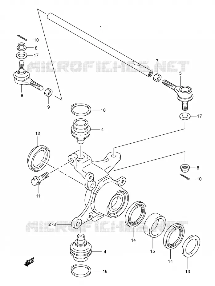 STUURINRICHTINGS - HUB (MODELE K3/K4) Suzuki QUAD 400 EIGER 2003  LT-A400FK3(P24)