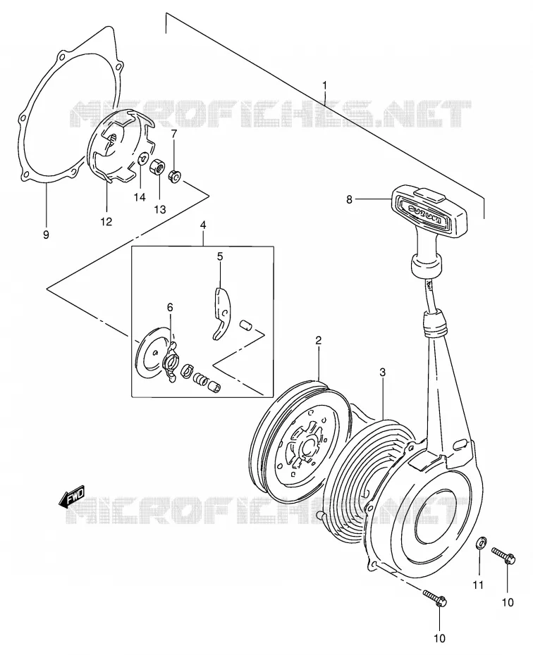 TERUGLOOPSTARTER Suzuki QUAD 300 KINGQUAD 2004  LT-F300FK4(E24)