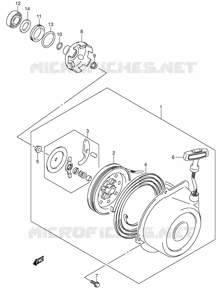 TERUGLOOPSTARTER Suzuki QUAD 500 VINSON 2007  LT-F500FK7(P28/P33)