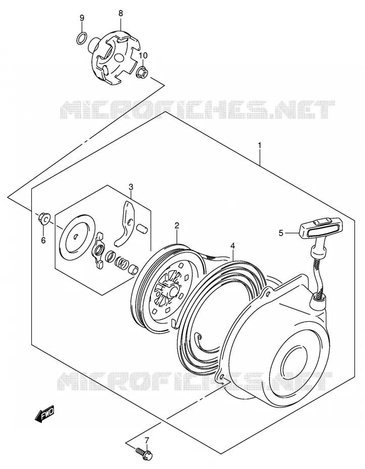 TERUGLOOPSTARTER Suzuki QUAD 700 KINGQUAD 2005  LT-A700XK5(E17)