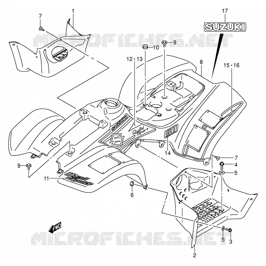 ACHTER KUIP  (MODELE K3) Suzuki QUAD 50 MINIQUAD-SPORT 2004  LT-A50K4(P3/P28)