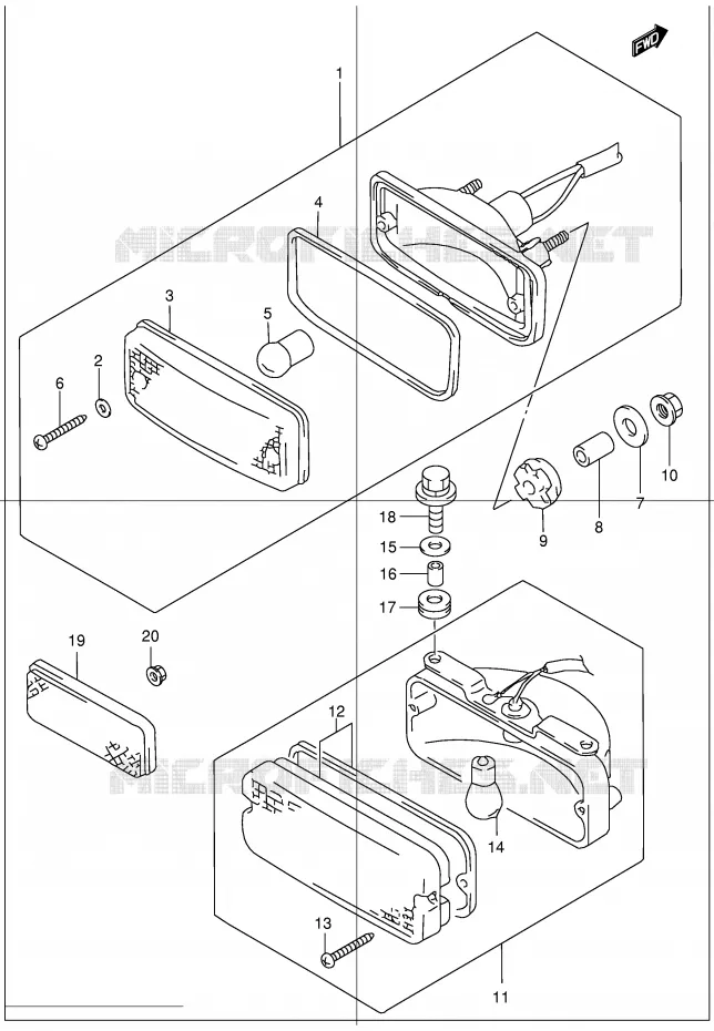 ACHTERLICHT (MODELE X/Y E17) Suzuki QUAD 300 KINGQUAD 2002  LT-F300FK2(E24)