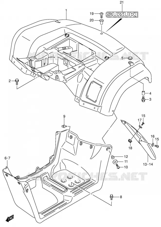 ACHTERSPATBORD (MODEL K4/K5/K6/K7) Suzuki QUAD 400 EIGER 2004  LT-A400FK4(P24)