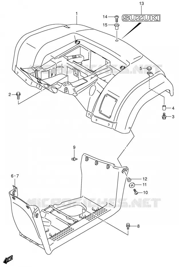 ACHTERSPATBORD (MODEL K4/K5/K6/K7) Suzuki QUAD 400 EIGER 2012  LT-A400FK6(P3/P28)