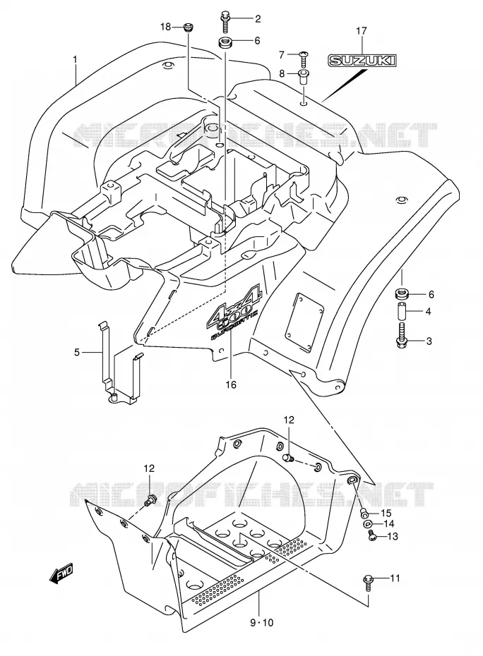 ACHTERSPATBORD (MODEL K5/K6/K7) Suzuki QUAD 500 VINSON 2006  LT-A500FK6(P24)