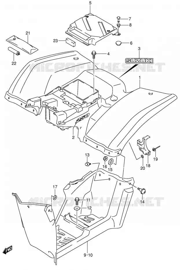 ACHTERSPATBORD (MODELE K2/K3/K4) Suzuki QUAD 250 OZARK 2005  LT-F250K5(E3/E28)