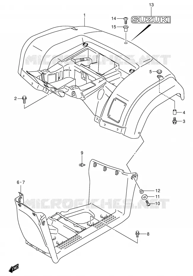 ACHTERSPATBORD (MODELE K3) Suzuki QUAD 400 EIGER 2010  LT-A400FK6(P3/P28)