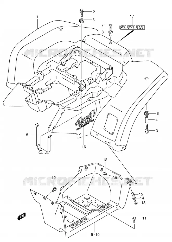 ACHTERSPATBORD (MODELE K4) Suzuki QUAD 500 VINSON 2007  LT-A500FK7(P24)