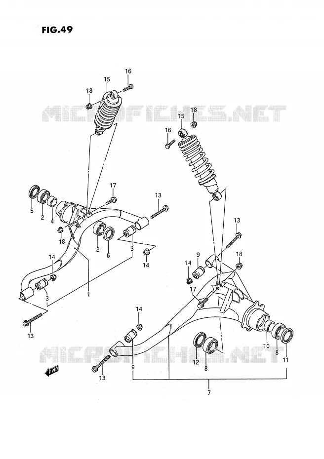 ACHTERWIELOPHANGING ARM Suzuki QUAD 300 KINGQUAD 1992  LT-F4WDXN(E3)