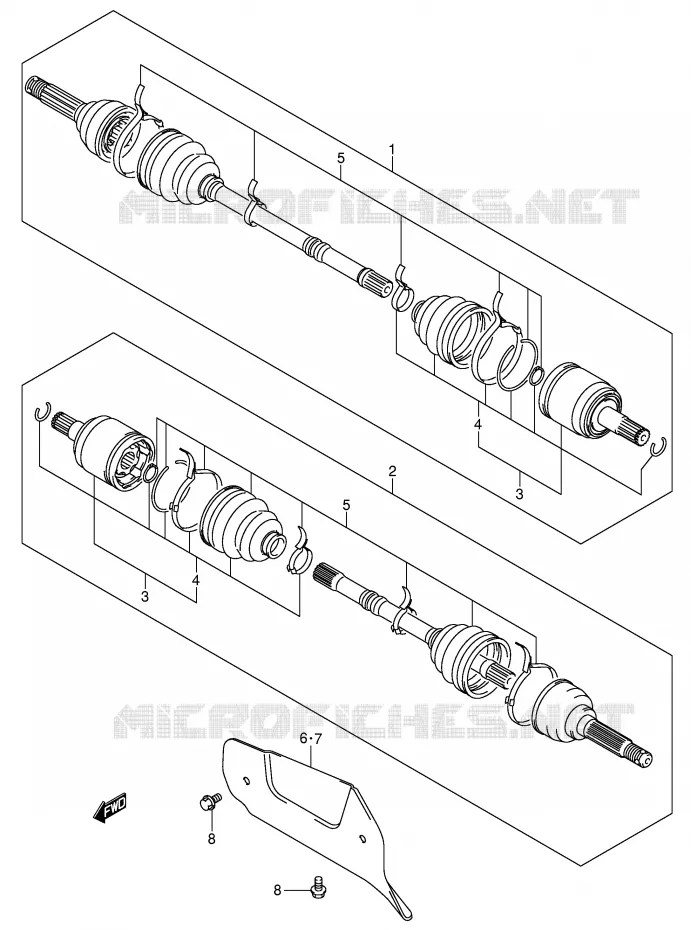 FRONT AANDRIJFAS (MODELE K3/K4) Suzuki QUAD 400 EIGER 2005  LT-F400FK5(P24)