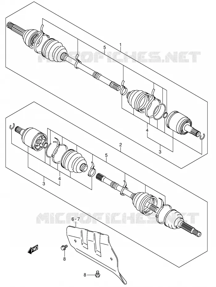 FRONT AANDRIJFAS Suzuki QUAD 500 VINSON 2007  LT-F500FK7(P28/P33)