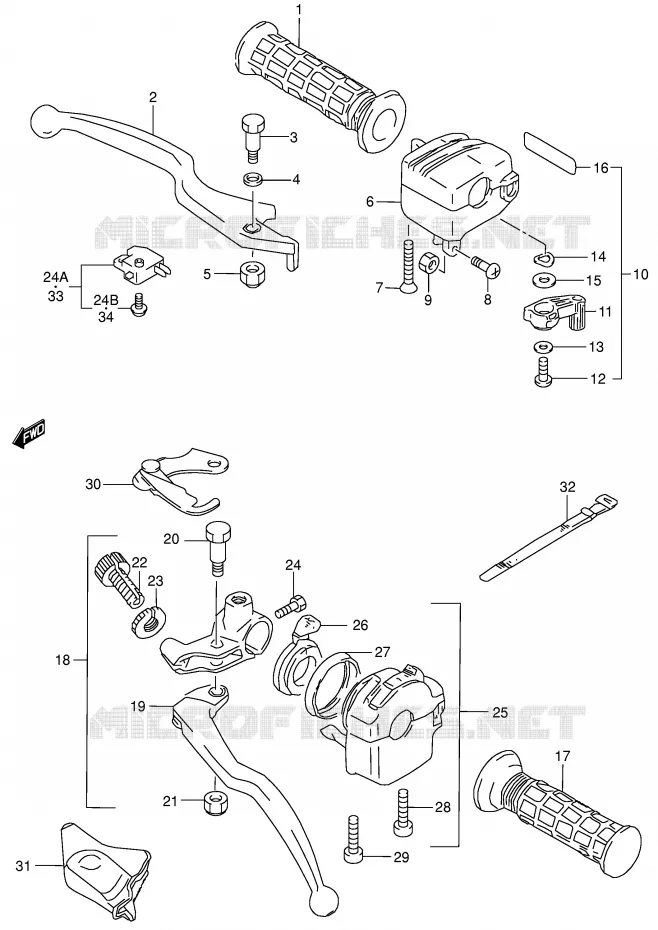 HANDGRIPS - LEVERS (MODELE K2/K4) Suzuki QUAD 300 KINGQUAD 2004  LT-F300FK4(E24)