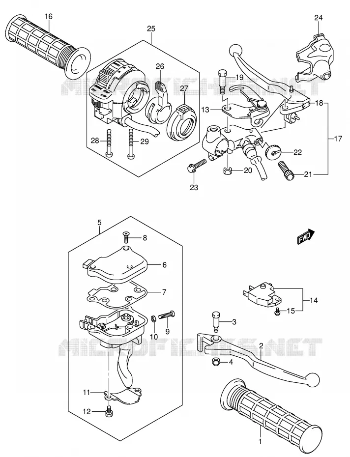 HANDGRIPS - LEVERS (MODELE K4) Suzuki QUAD 250 OZARK 2006  LT-F250K6(E17)