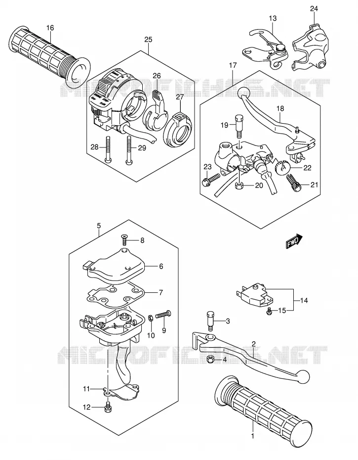 HANDGRIPS - LEVERS (MODELE K5/K6) Suzuki QUAD 250 OZARK 2004  LT-F250K4(E17)