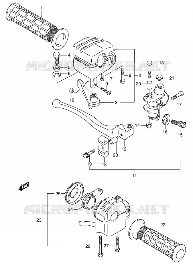 HANDGRIPS - LEVERS Suzuki QUAD 160 OZARK 2007  LT-F160K7(P24)