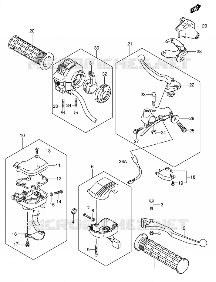 HANDGRIPS - LEVERS Suzuki QUAD 400 EIGER 2004  LT-A400FK4(P24)