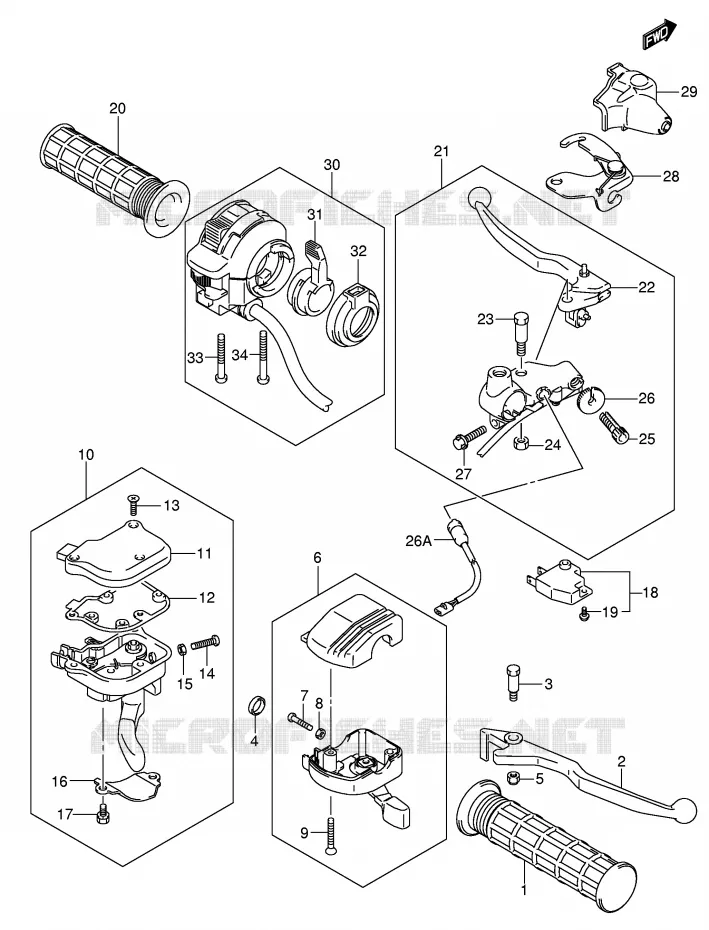 HANDGRIPS - LEVERS Suzuki QUAD 400 EIGER 2004  LT-A400K4(P3/P28)