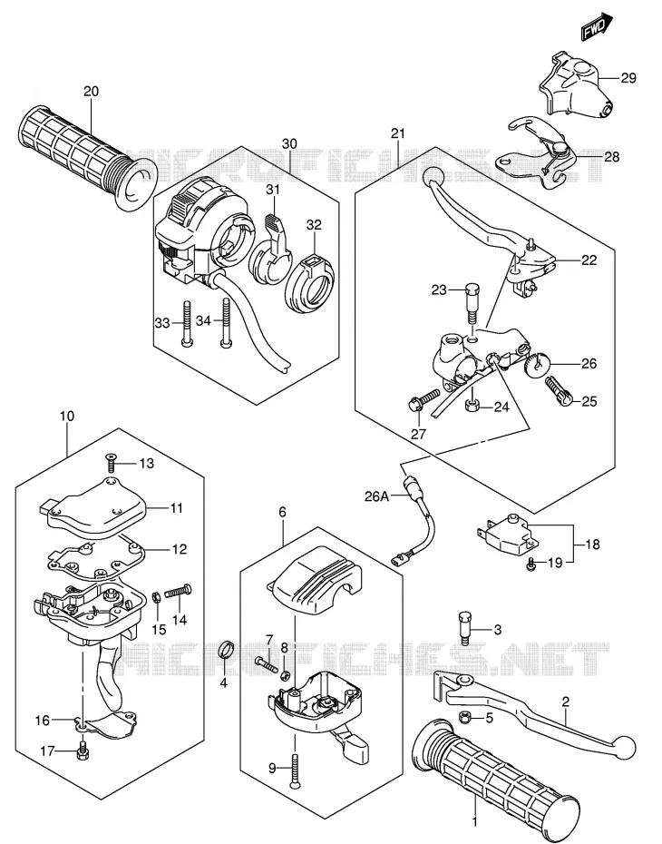 HANDGRIPS - LEVERS Suzuki QUAD 400 EIGER 2004  LT-F400FK4(P24)