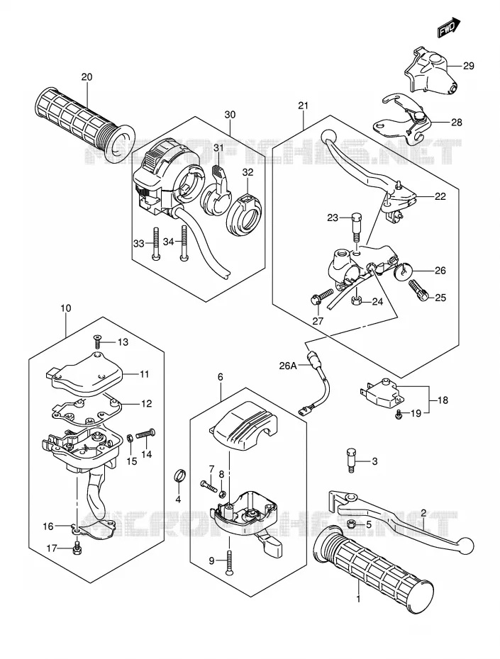 HANDGRIPS - LEVERS Suzuki QUAD 400 EIGER 2005  LT-F400FK5(P3/P28)