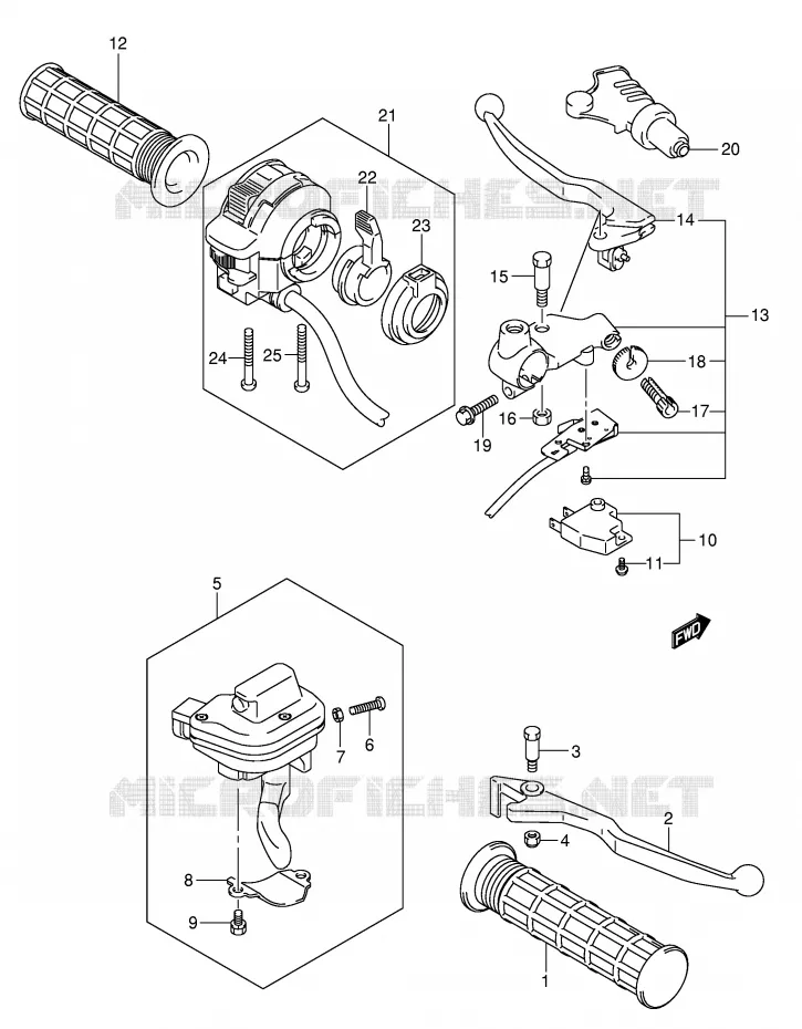 HANDGRIPS - LEVERS Suzuki QUAD 500 VINSON 2005  LT-A500FK5(P24)