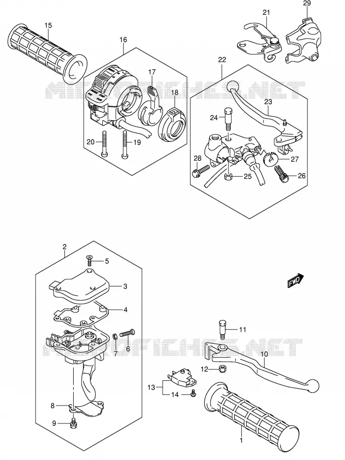 HEFBOMEN - HANDGRIPS (MODEL K5/K6/K7/K8) Suzuki QUAD 250 QUADSPORT 2007  LT-Z250K7(E19)