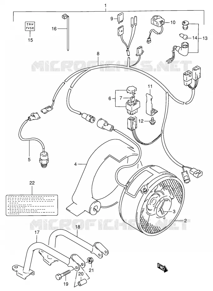 KOELVENTILATOR (OPTIONNEL) Suzuki QUAD 250 KINGQUAD 1996  LT-F4WDT(E28)