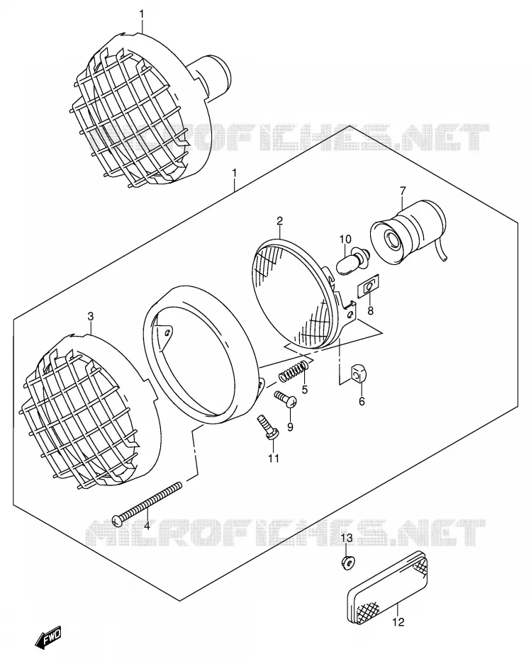 KOPLAMP (MODELE W/X) Suzuki QUAD 500 QUADMASTER 1999  LT-F500FX(E3/E28)